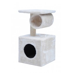 58cm Two Level Cat Tree House With Nest and Tunnel Beige